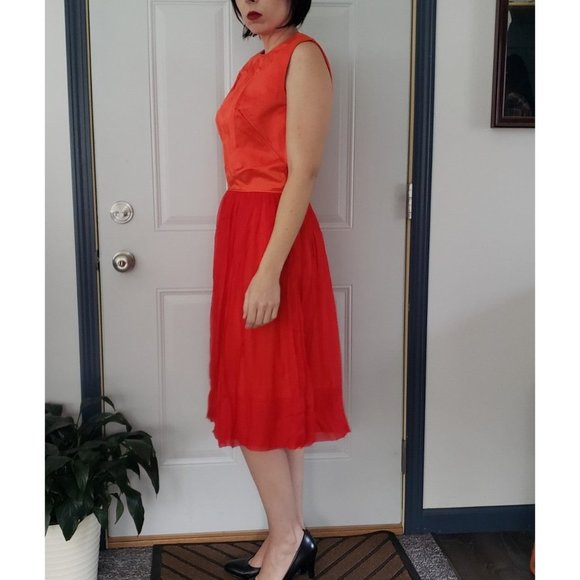 50s Hand Made Red Party Dress - Picture 3 of 4